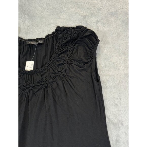 August Silk blouse Women's Large black flower lined neckline - Picture 6 of 12